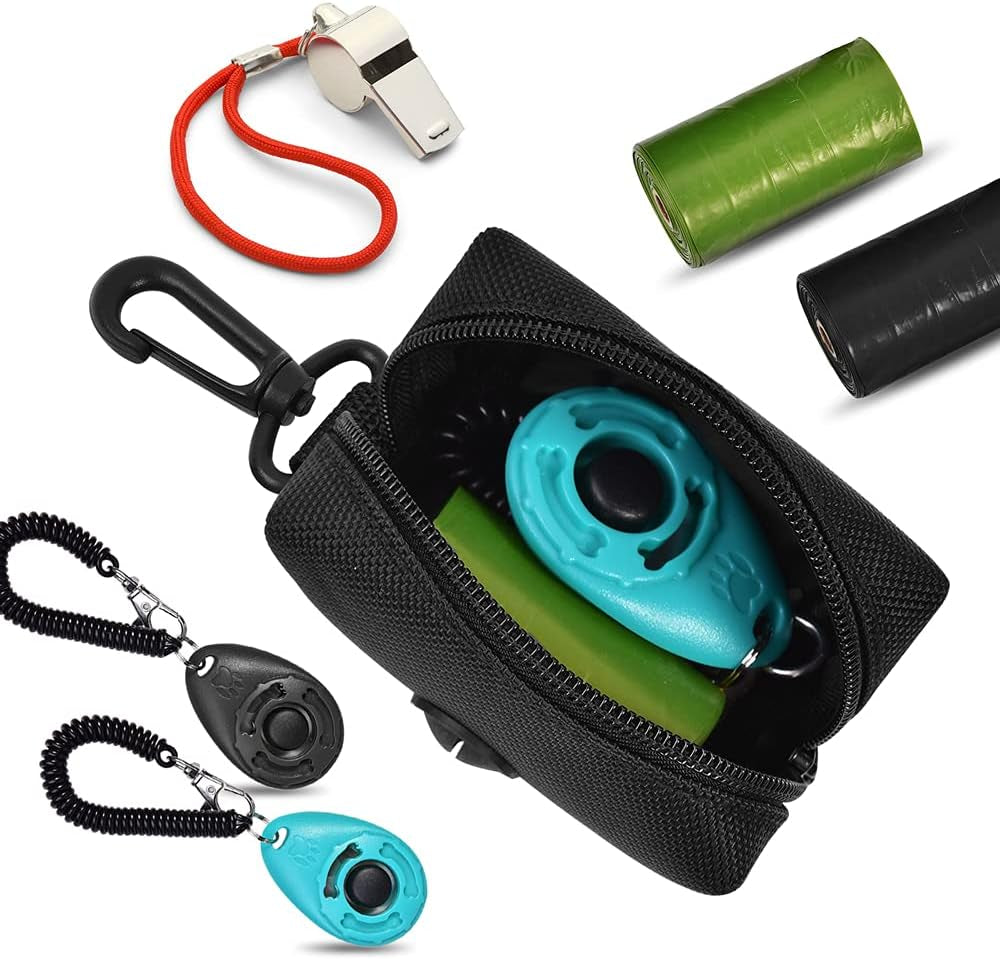 2-Pack Dog Poop Bag Holder & Dispenser - Leash Attachment for Hands-Free Waste Management - Black & Purple Metal Carriers